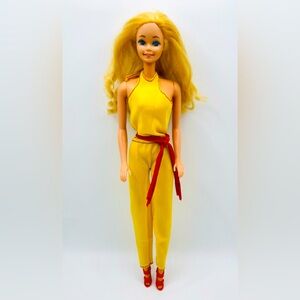 My First Barbie Doll 1980 wearing My First Barbie Fashion #3674 Yellow Jumpsuit